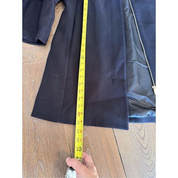 H&M Flounce Sleeve Coat Full Zip in Navy Blue Size 10 - Picture 8 of 11